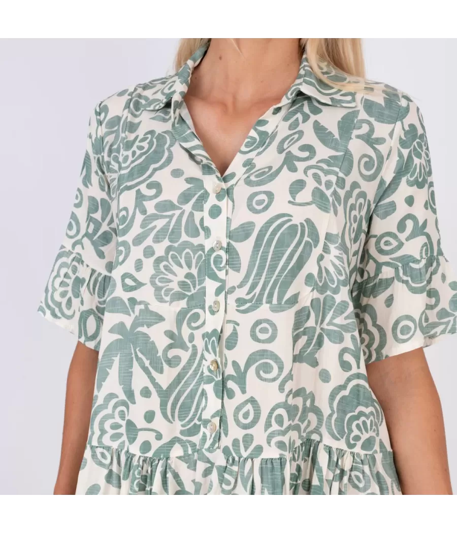 Michela korte damesjurk pioenroos rivier - Robes femme | Kiwi Saint Tropez