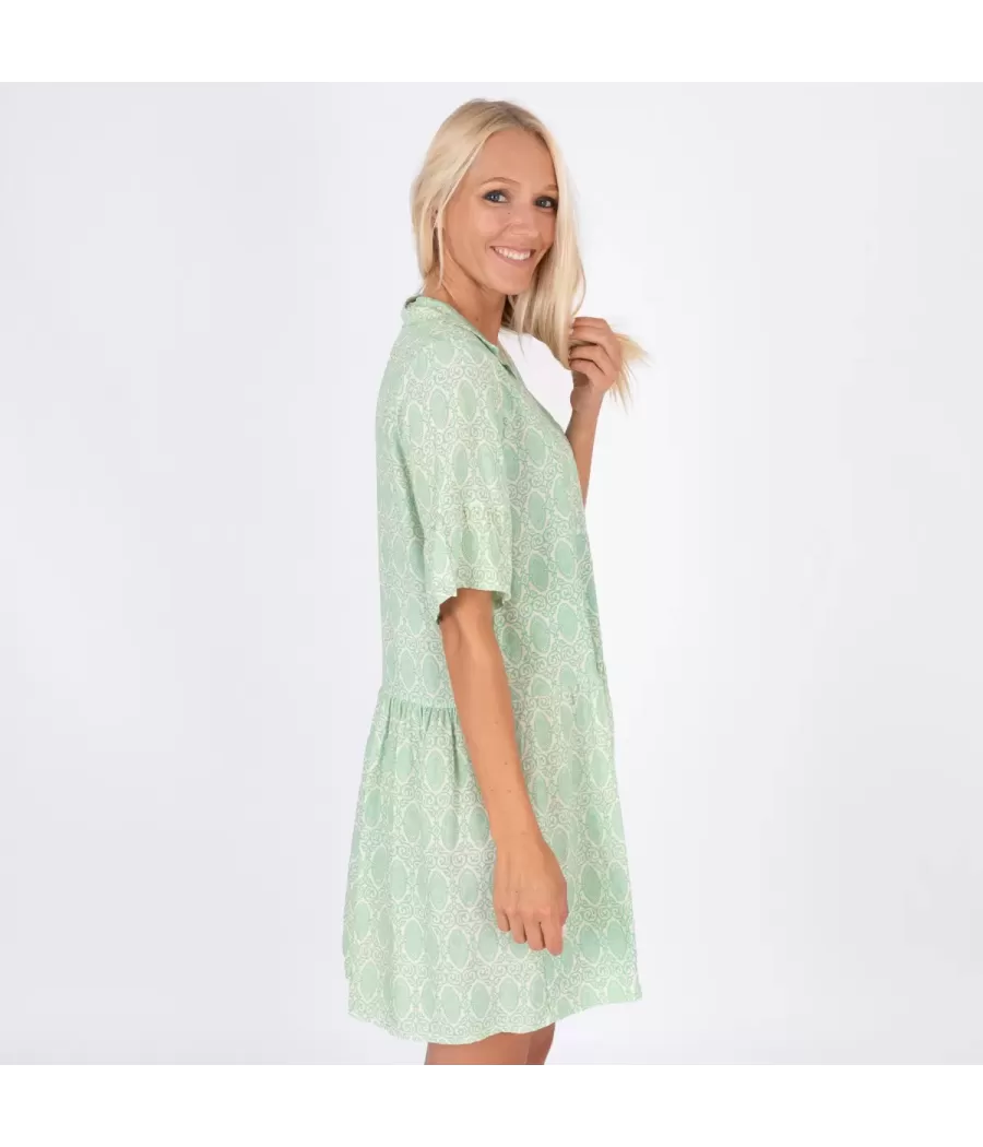 Robe femme courte Michela cachemire anis | Kiwi Saint Tropez