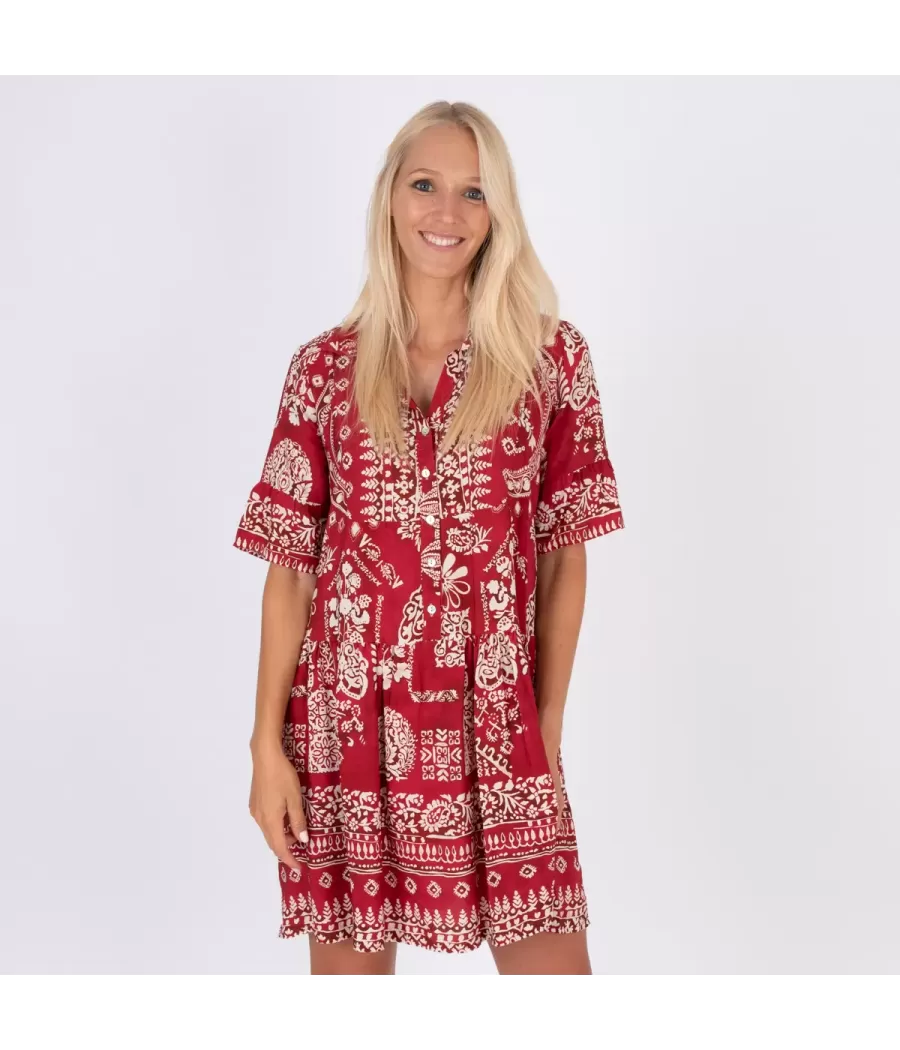 Michela rode bandana korte jurk - Robes femme | Kiwi Saint Tropez