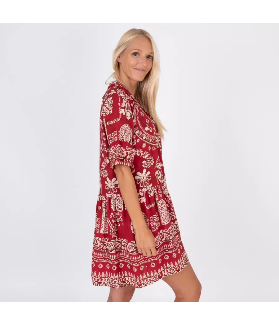 Robe femme courte Michela bandana rouge - Robes femme | Kiwi Saint Tropez