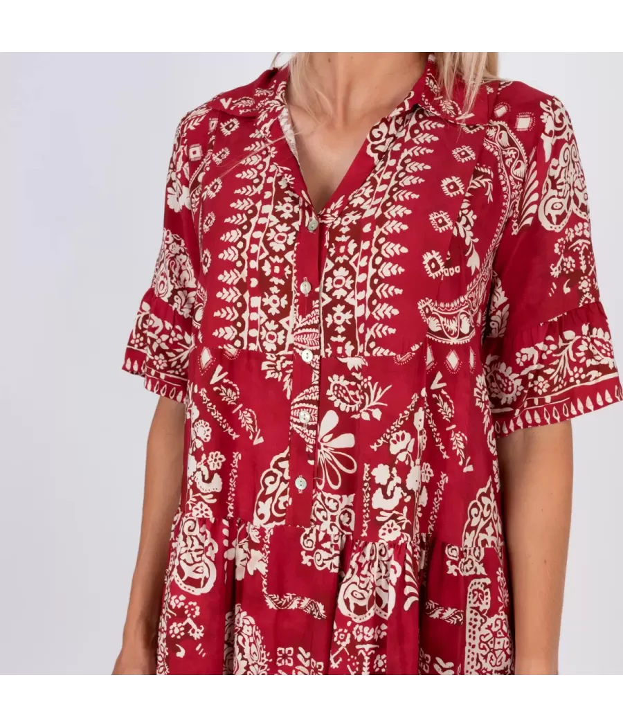 Robe femme courte Michela bandana rouge | Kiwi Saint Tropez