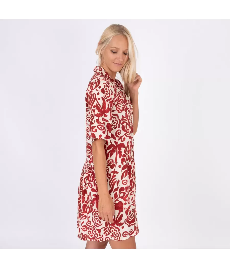 Robe femme courte Michela pivoine bordeaux - Dresses | Kiwi Saint Tropez