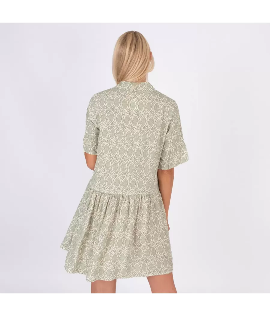 Robe femme courte Michela cachemire vert | Kiwi Saint Tropez