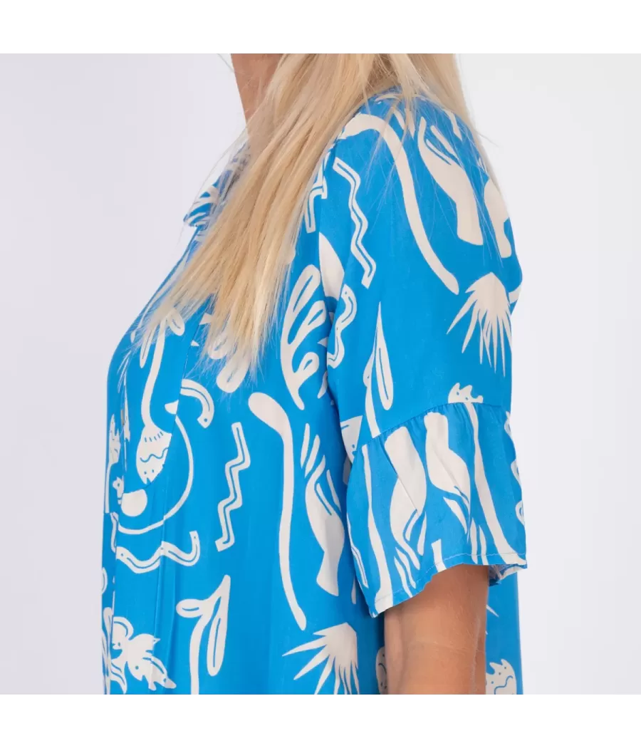 Robe femme courte Michela Afrique bleu | Kiwi Saint Tropez