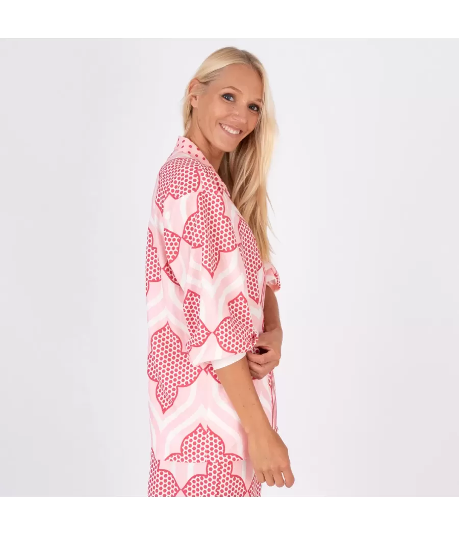 Chemise femme imprimé Vicky layette-framboise | Kiwi Saint Tropez