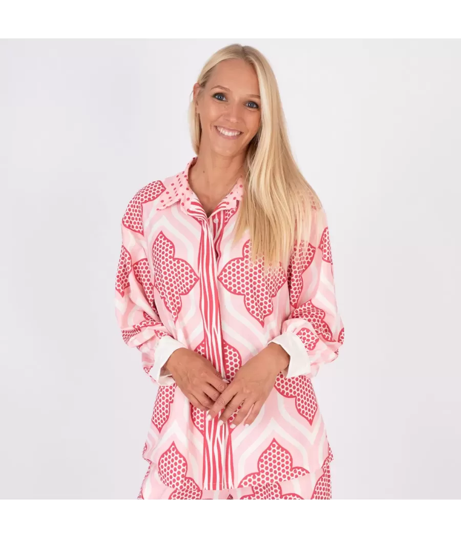 Chemise femme imprimé Vicky layette-framboise | Kiwi Saint Tropez