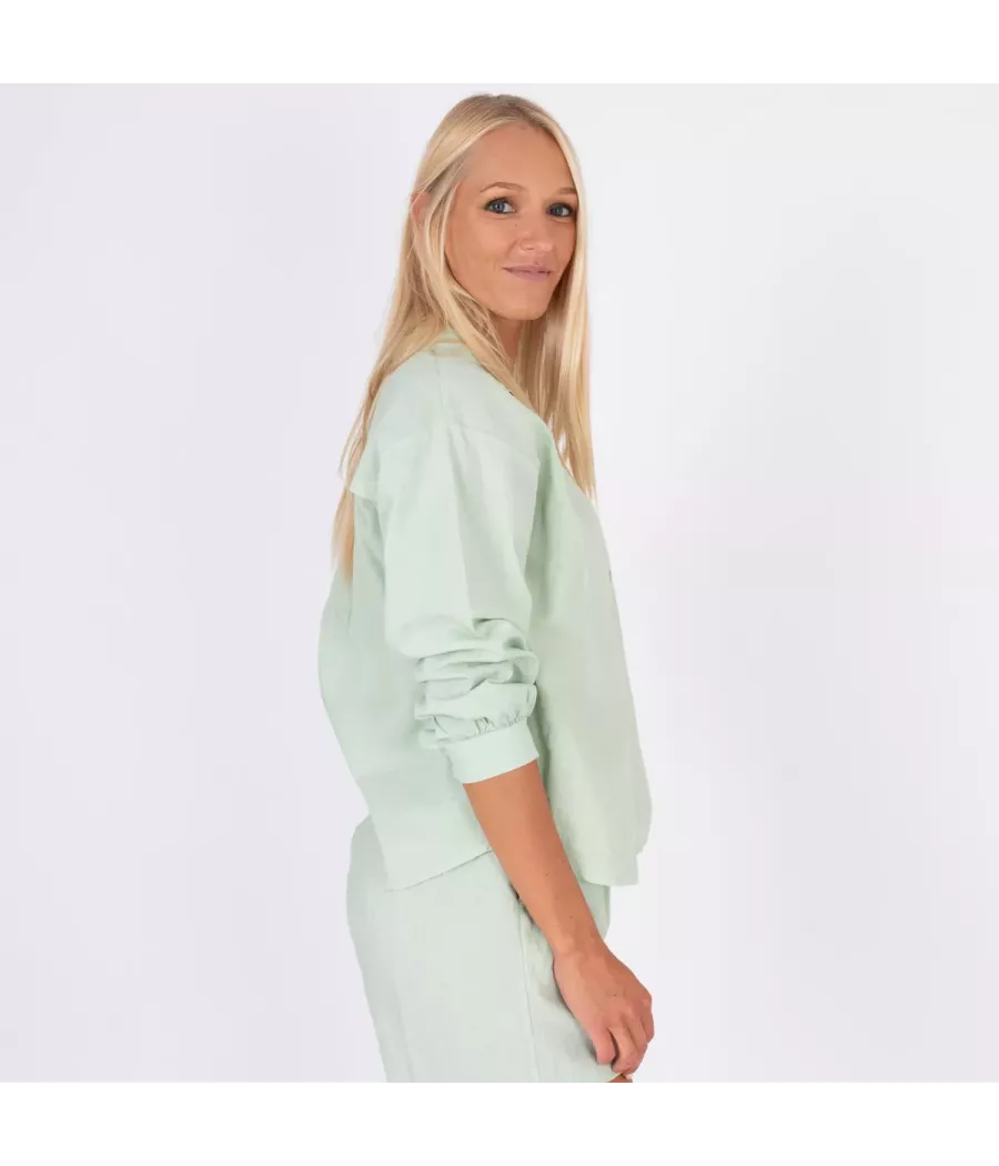 Chemise Besty lin mélangé vert d'eau | Kiwi Saint-Tropez