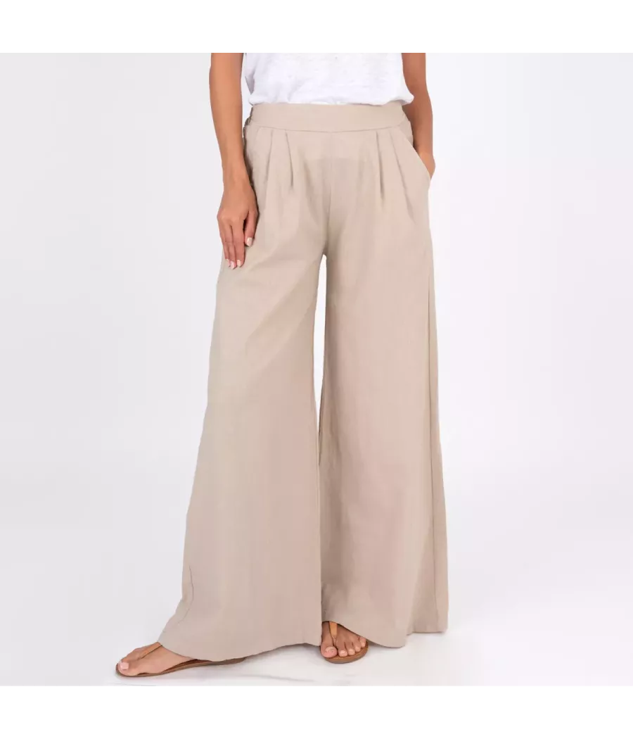 Besty wide-leg trousers in mixed linen