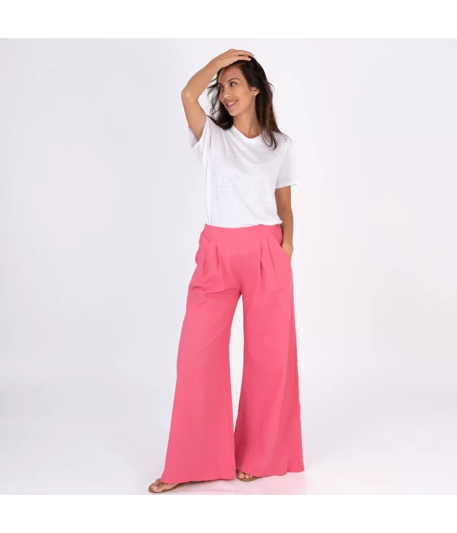 Pantalon femme large Besty lin mélangé - Pantalons femme | Kiwi Saint Tropez