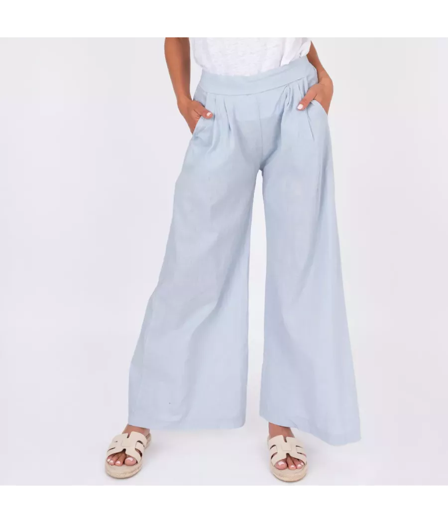 Besty broek met wijde pijpen in gemengd linnen - Pantalons femme | Kiwi Saint Tropez