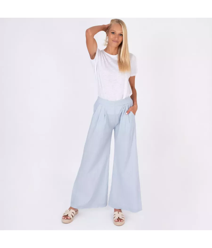 Besty broek met wijde pijpen in gemengd linnen - Pantalons femme | Kiwi Saint Tropez