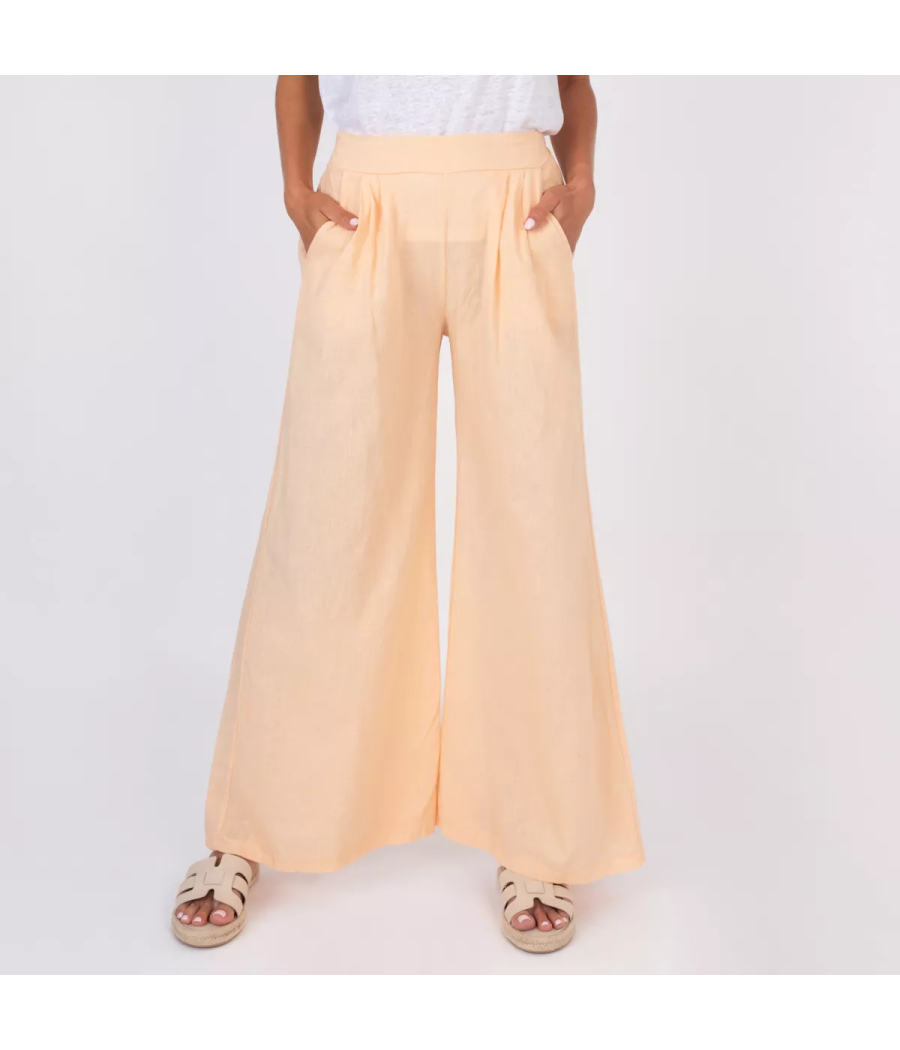 Besty wide-leg trousers in mixed linen - Women pants | Kiwi Saint Tropez