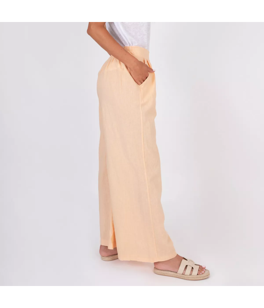 Besty wide-leg trousers in mixed linen - Women pants | Kiwi Saint Tropez