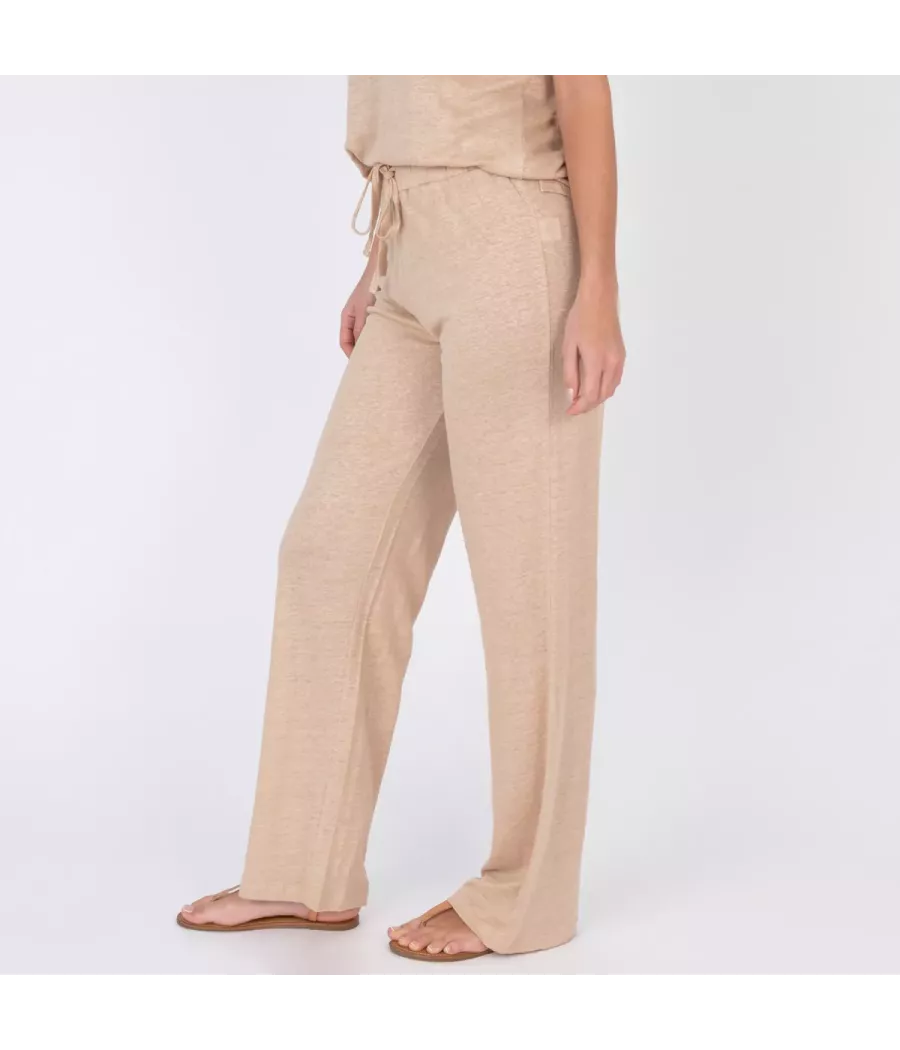 Damesbroek van satijnlinnen - Pantalons femme | Kiwi Saint Tropez