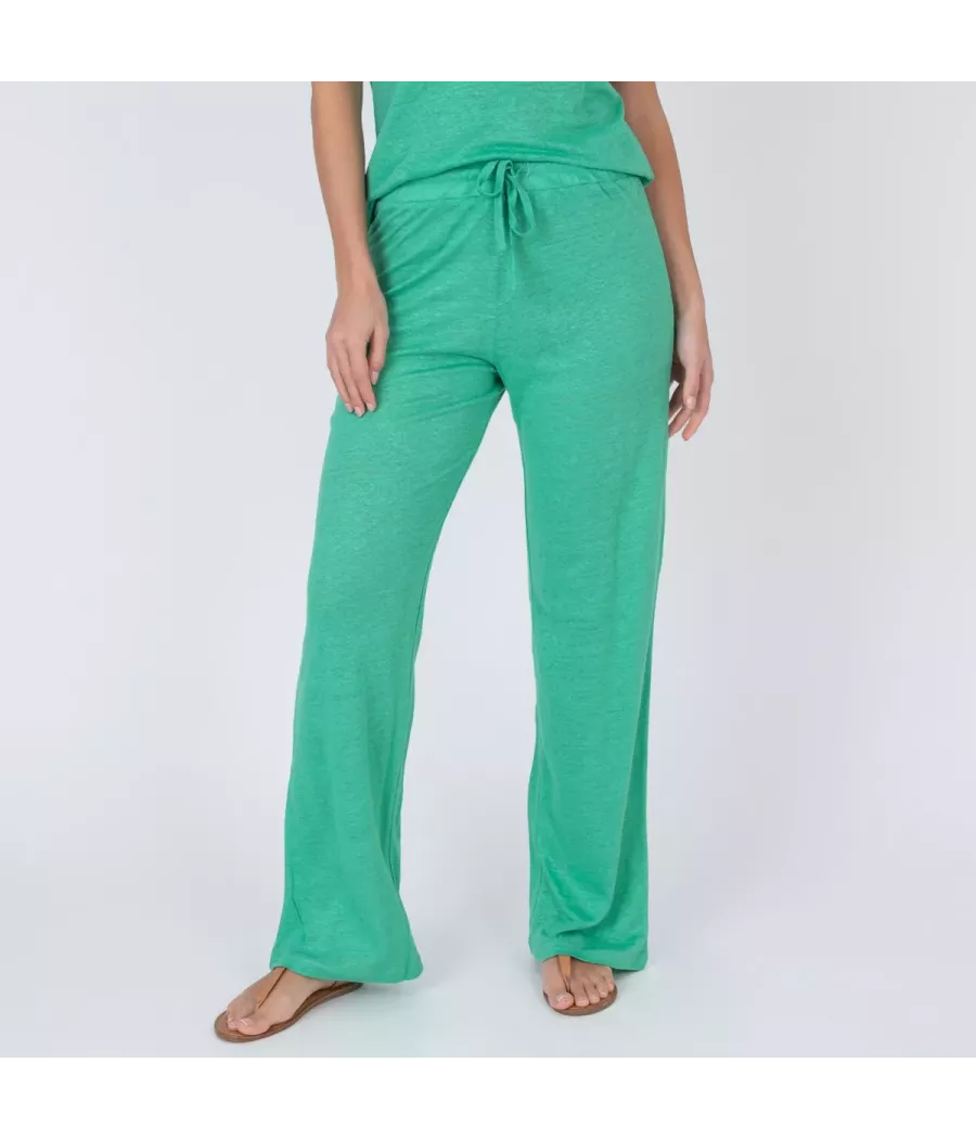 Pantalon femme satine lin | Kiwi Saint Tropez