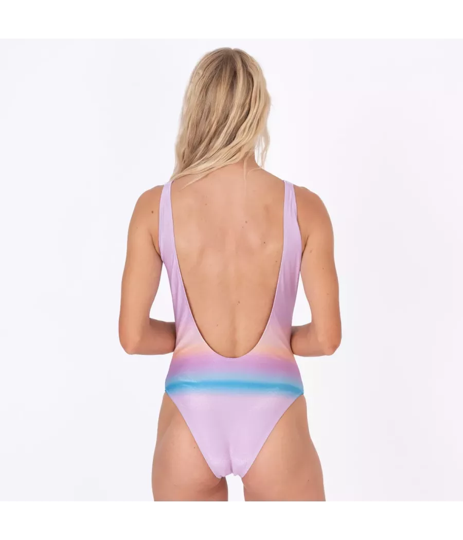 Maillot 1 pièce femme tie&dye maxi mauve | Kiwi Saint Tropez