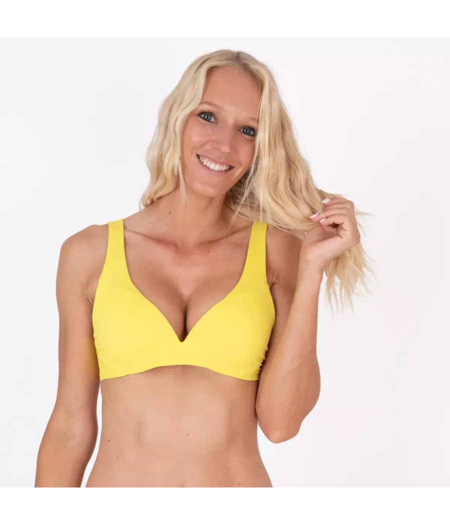 Haut de maillot femme triangle large savane citron