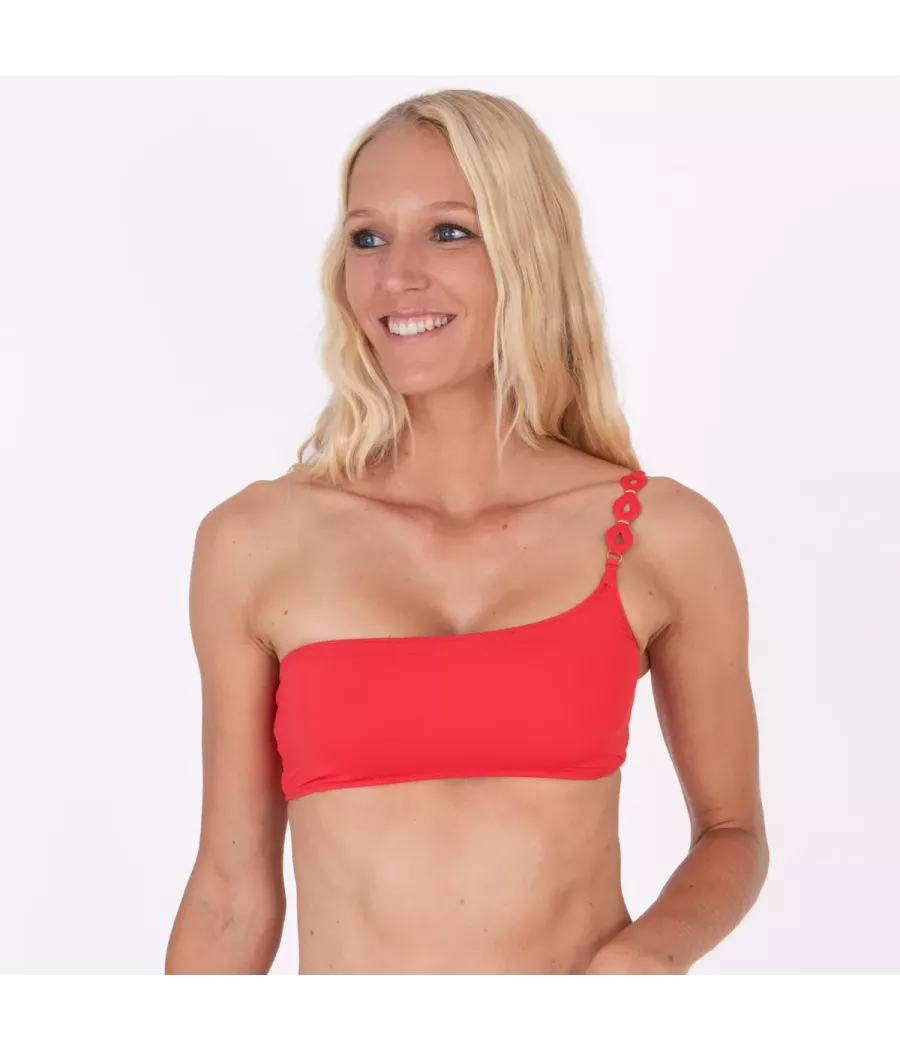 Haut de maillot femme mono-bretelle savane rosso | Kiwi Saint Tropez