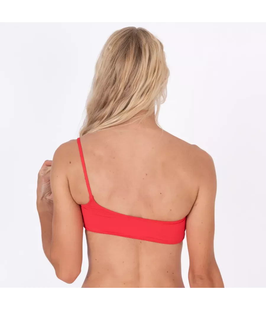 Haut de maillot femme mono-bretelle savane rosso - Maillots séparables unis | Kiwi Saint Tropez