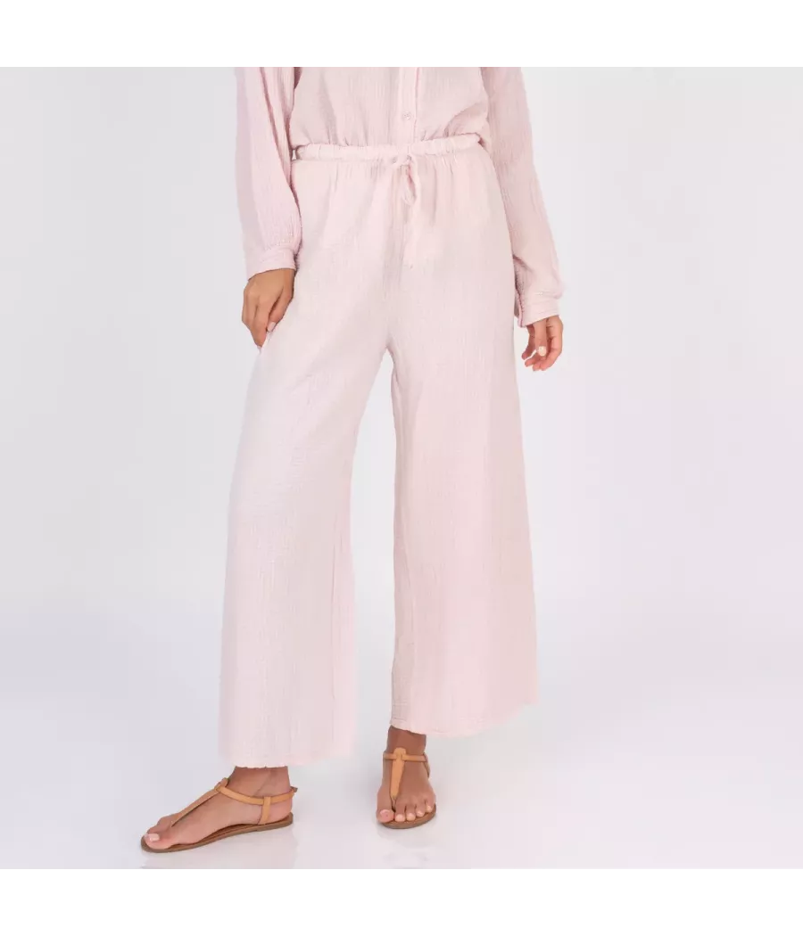 Katoenen damesbroek met gaas - Pantalons femme | Kiwi Saint Tropez