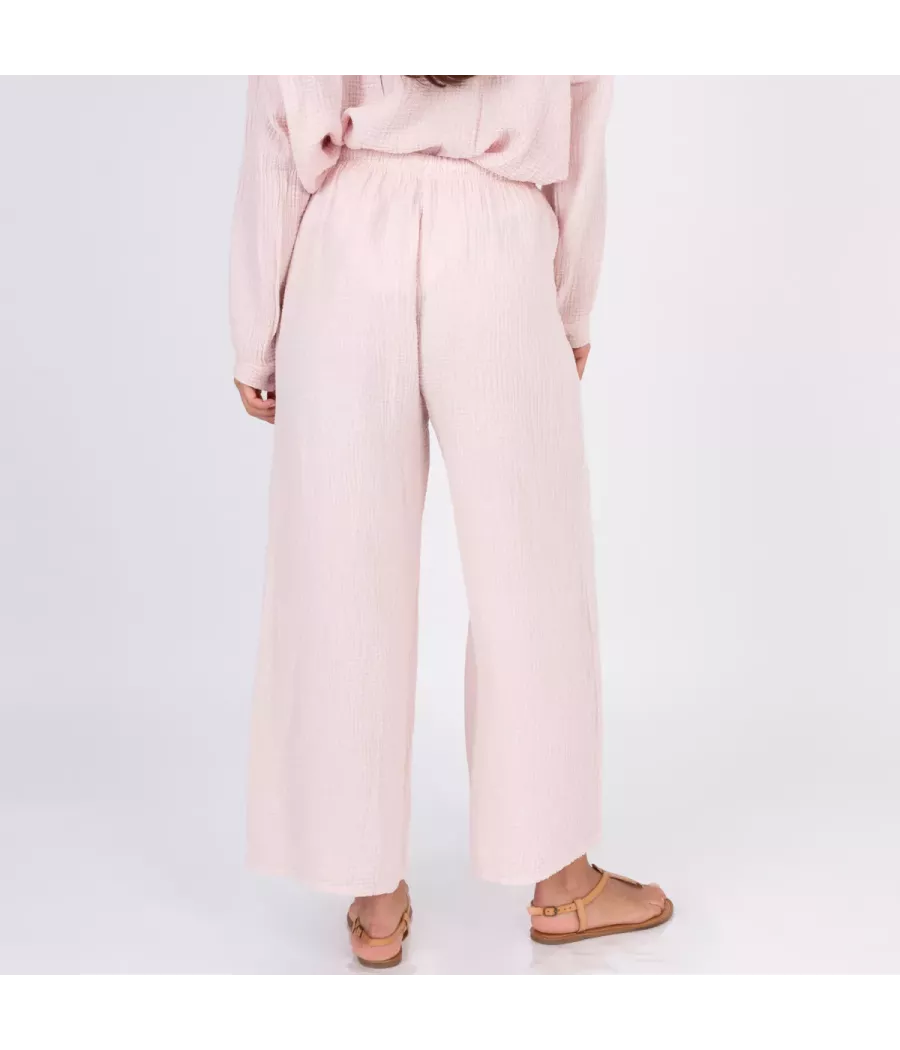 Katoenen damesbroek met gaas - Pantalons femme | Kiwi Saint Tropez