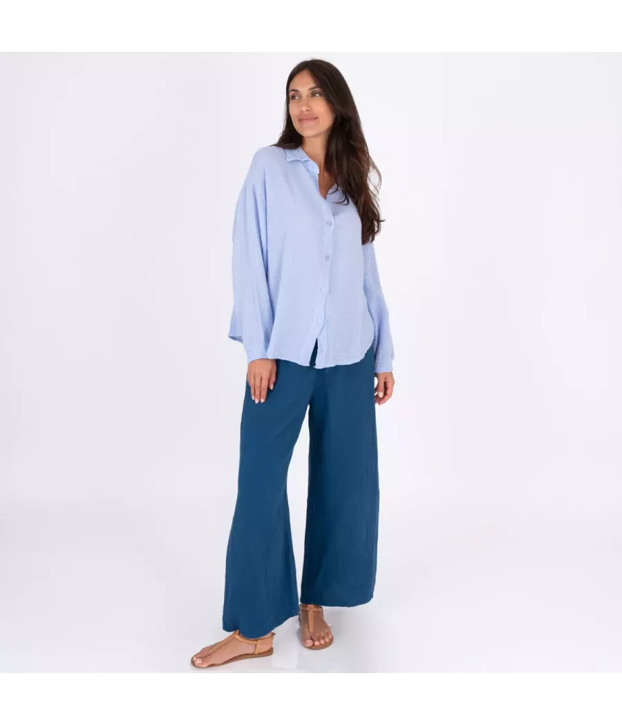 Katoenen damesbroek met gaas - Pantalons femme | Kiwi Saint Tropez