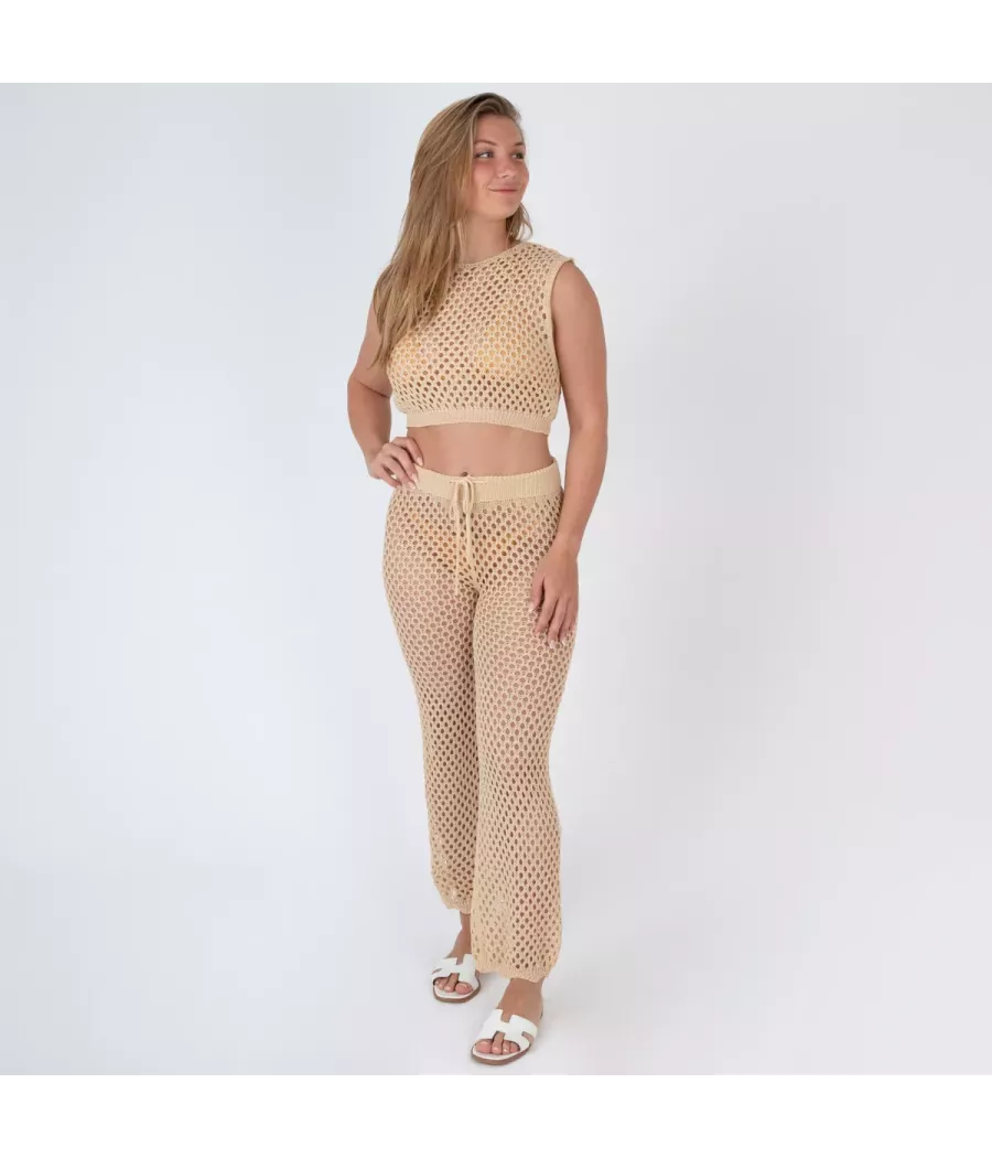 Pantalon femme crochet rosa modèle D | Kiwi Saint Tropez