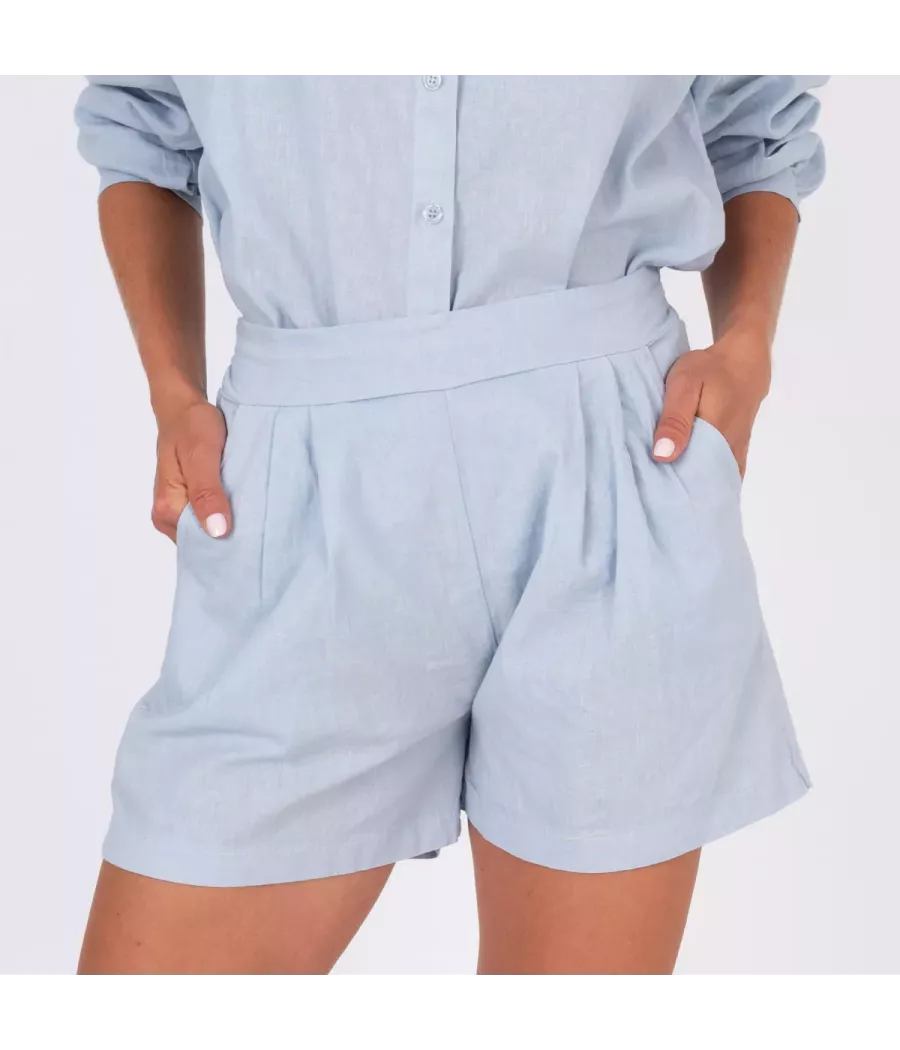 Short femme large Besty lin mélangé - Shorts femme | Kiwi Saint Tropez