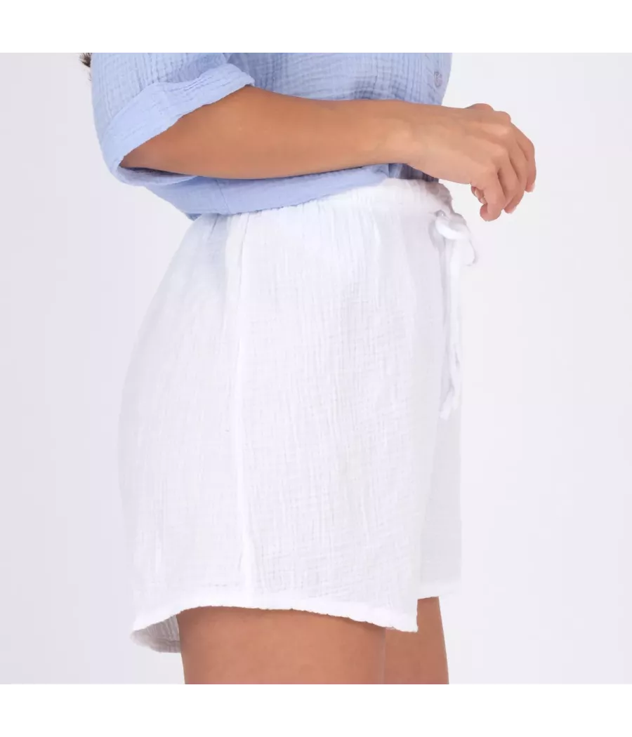 Katoenen damesshort met gaas - Shorts femme | Kiwi Saint Tropez