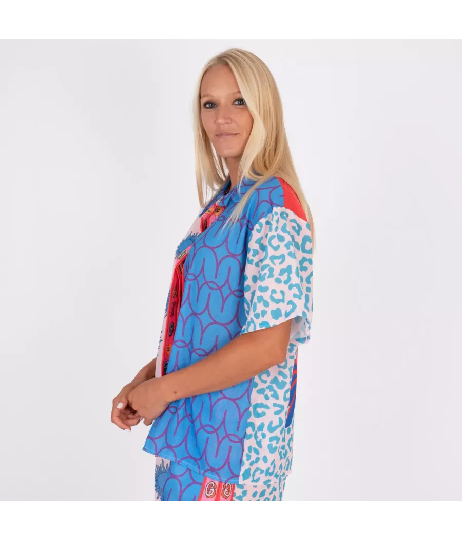 Chemise manches courtes imprimé Vicky panthère | Kiwi Saint Tropez