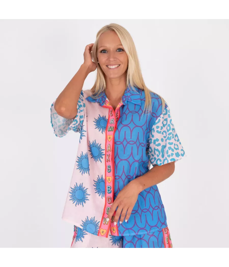 Chemise femme manches courtes imprimé Vicky panthère