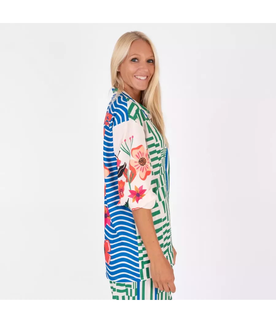 Vicky square printed long-sleeved shirt - Shirts women  | Kiwi Saint Tropez