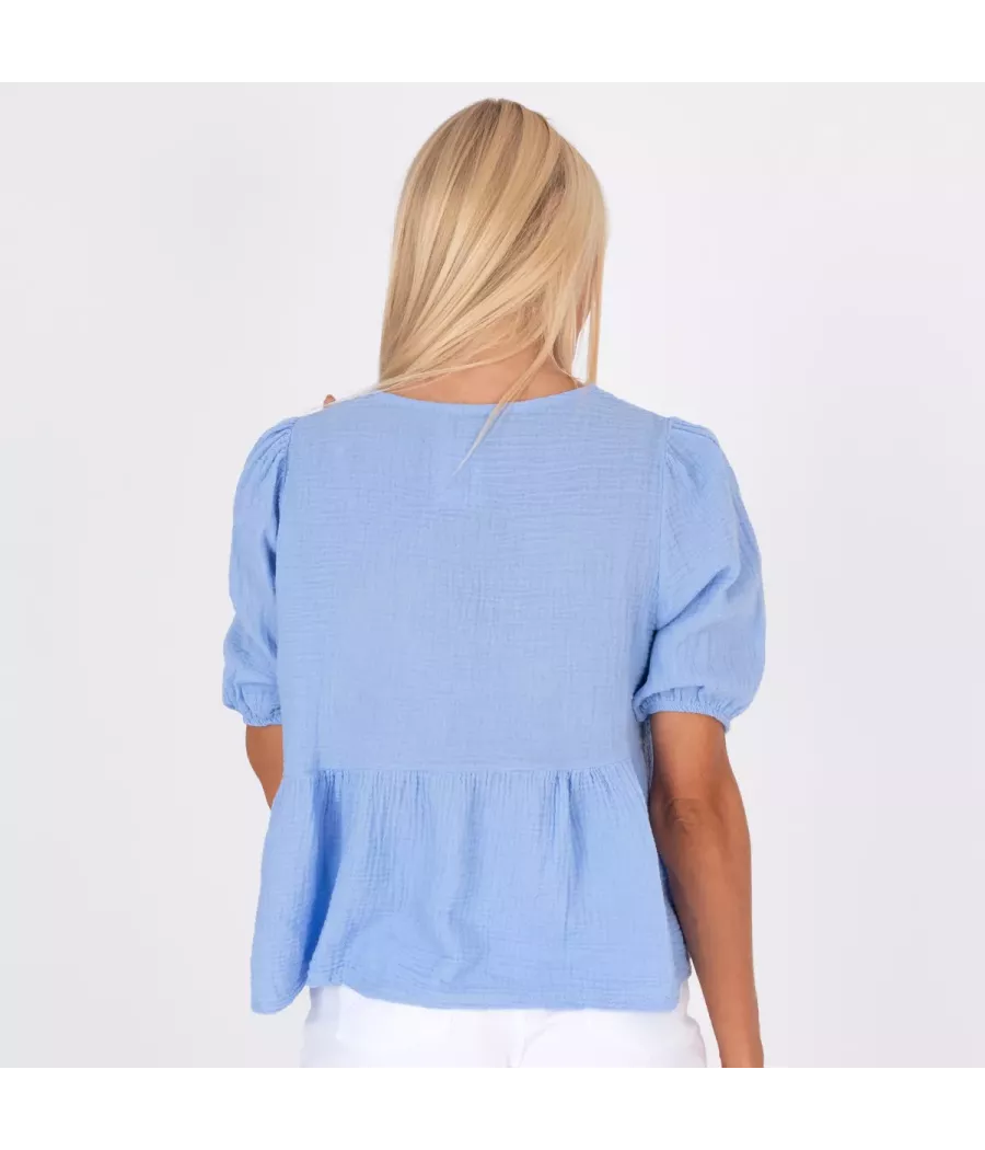 Blouse femme noeud gaze de coton | Kiwi Saint Tropez