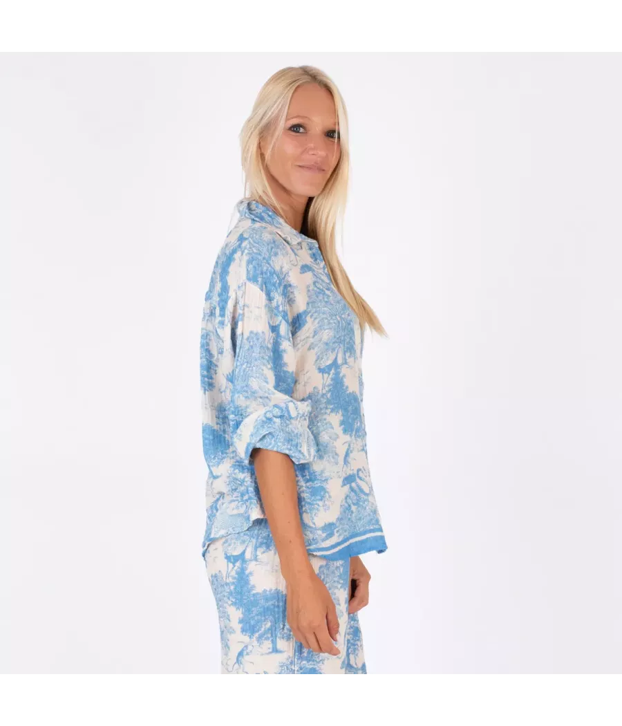 Chemise manches longues jungle gaze de coton  | Kiwi Saint Tropez