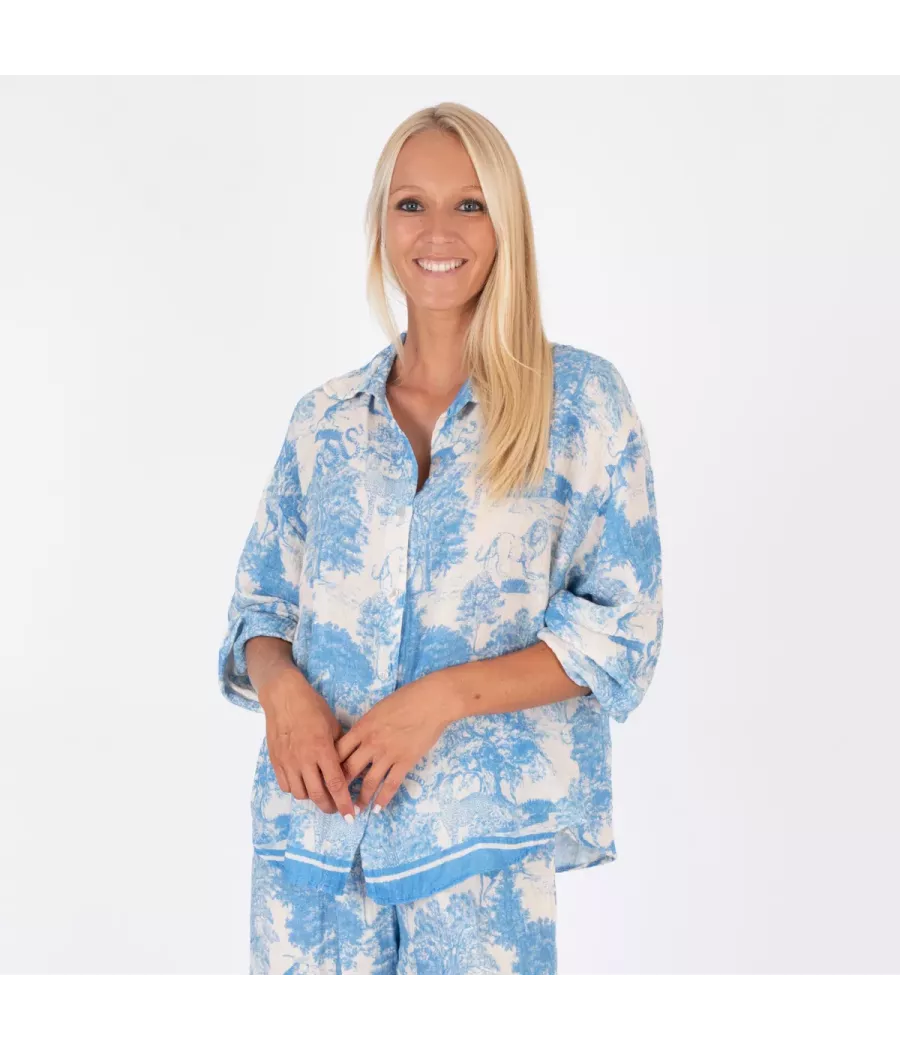 Chemise manches longues jungle gaze de coton  | Kiwi Saint Tropez