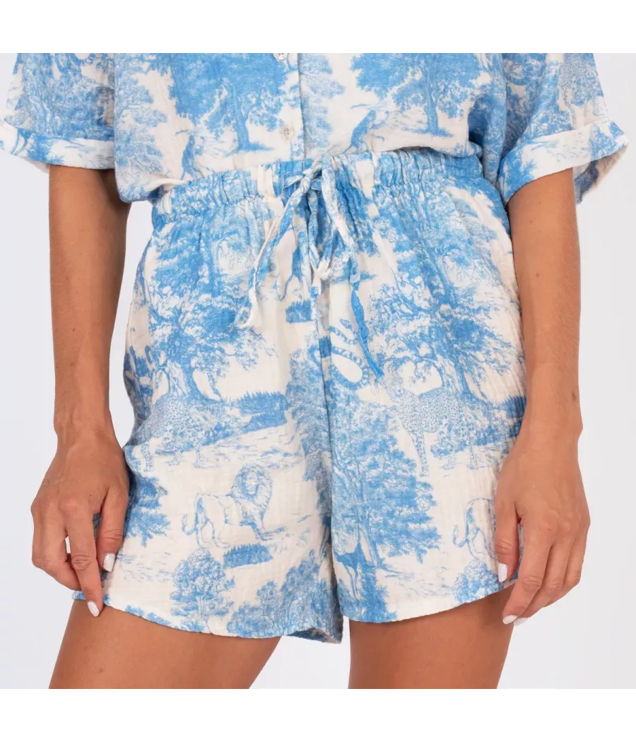 Short femme imprimé jungle gaze de coton | Kiwi Saint Tropez