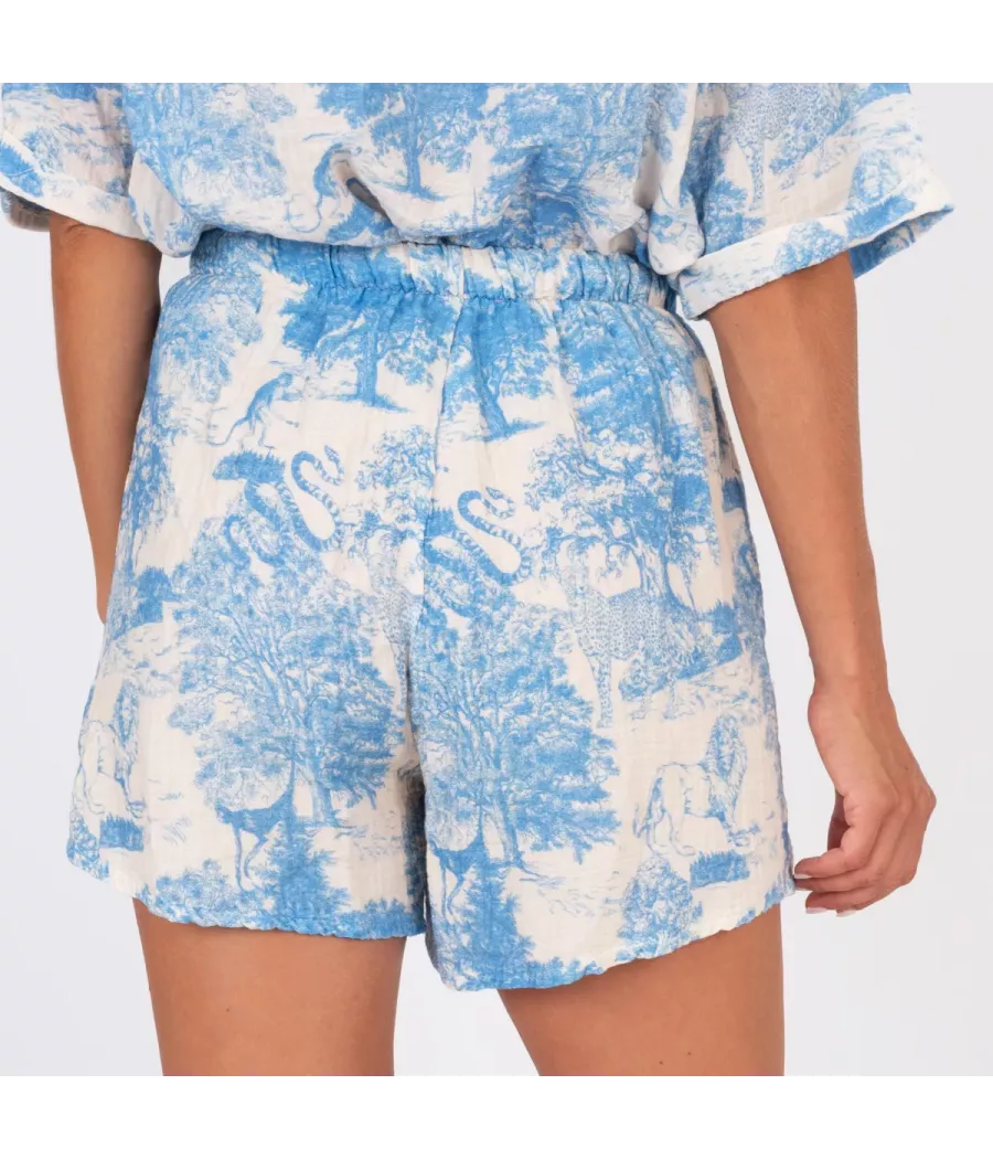 Short femme imprimé jungle gaze de coton | Kiwi Saint Tropez