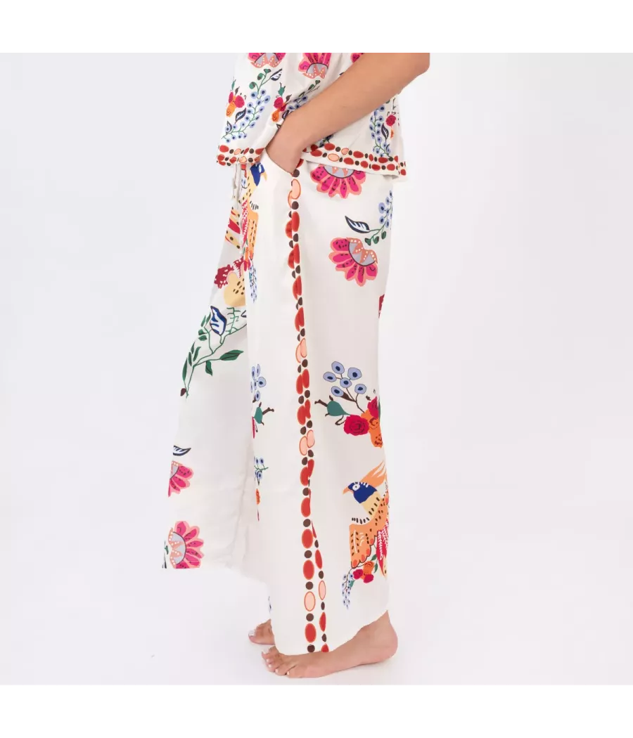 Women's Besty satin print trousers