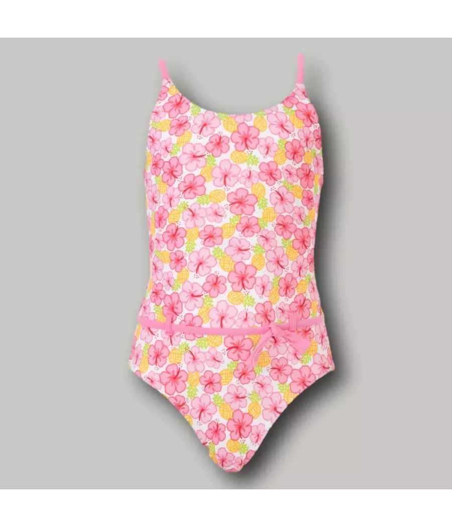 Maillot 1 pièce fille ceinture Papouasie rose