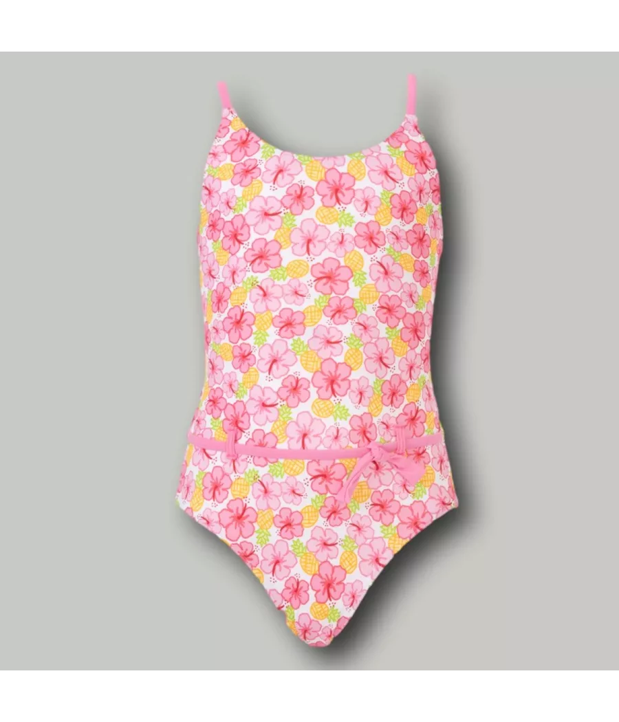 Maillot 1 pièce fille ceinture Papouasie rose - Maillots 1 pièce fille | Kiwi Saint Tropez