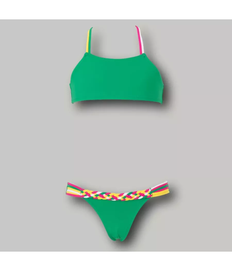 Maillot 2 pièces fille brassière sweety menthe | Kiwi Saint Tropez