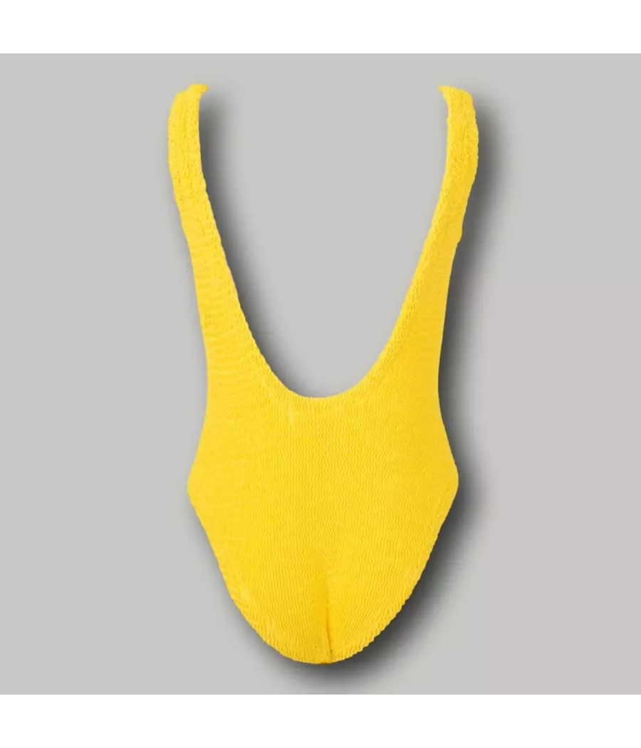 Maillot 1 pièce fille basique odelia wavy jaune | Kiwi Saint Tropez