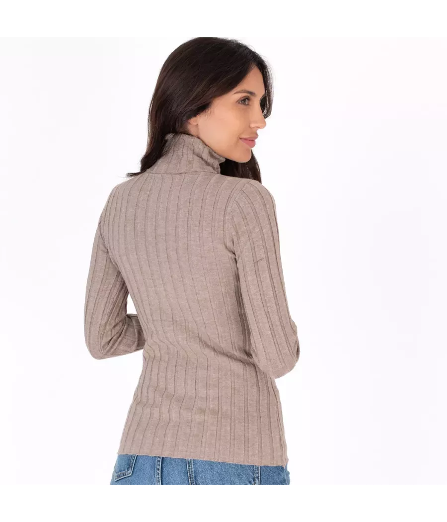 Pull femme col roulé côtelé Melanie | Kiwi Saint Tropez