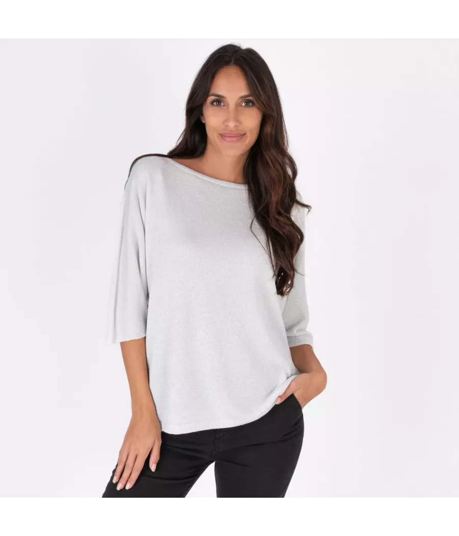 Top femme lurex col rond