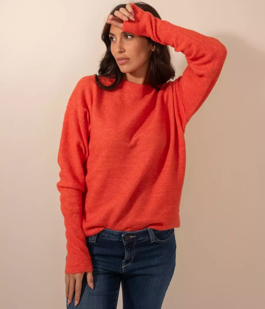 Pull femme col rond Rose