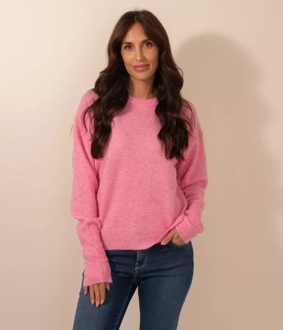 Pull femme col rond Rose