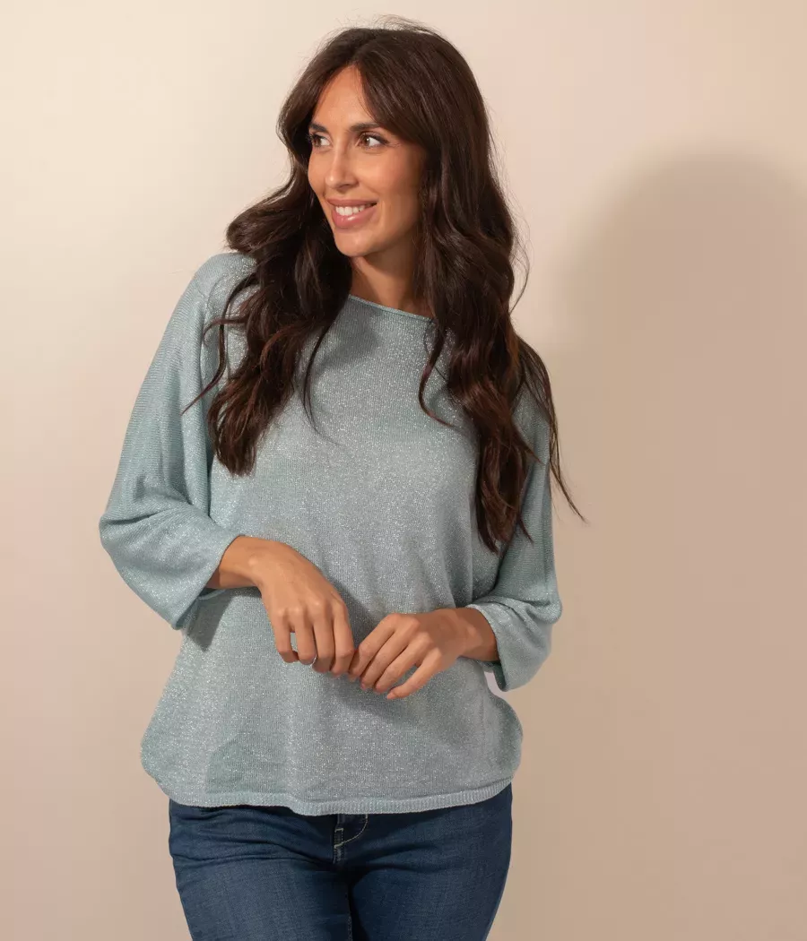 Women's lurex round neck top - Sweaters and cardigans | Kiwi Saint Tropez