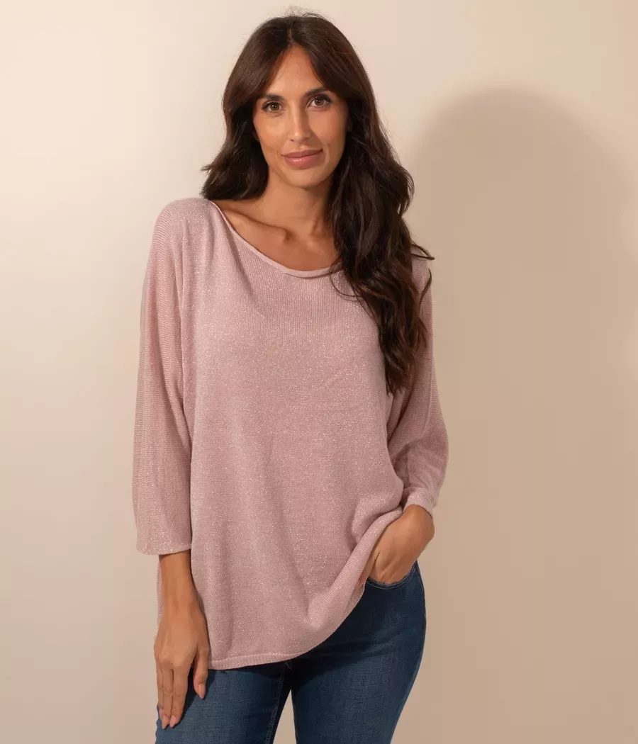 Top femme lurex col rond