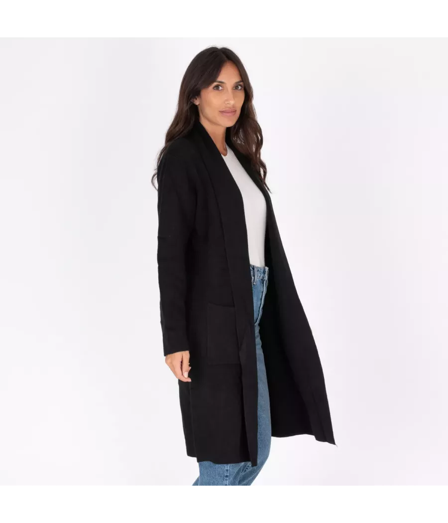 Gilet femme long poche Louise | Kiwi Saint Tropez