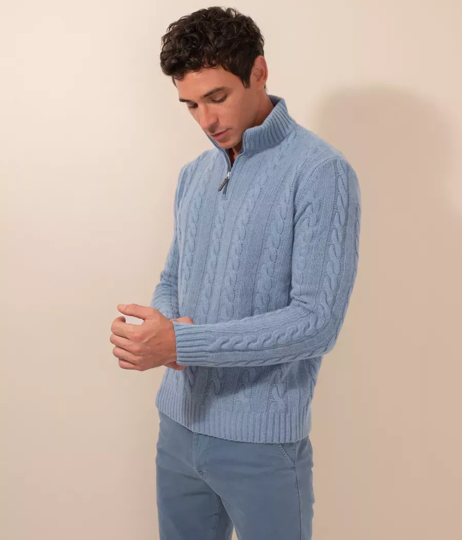 Men's cable-knit zip-neck jumper - Sweaters and cardigans | Kiwi Saint Tropez